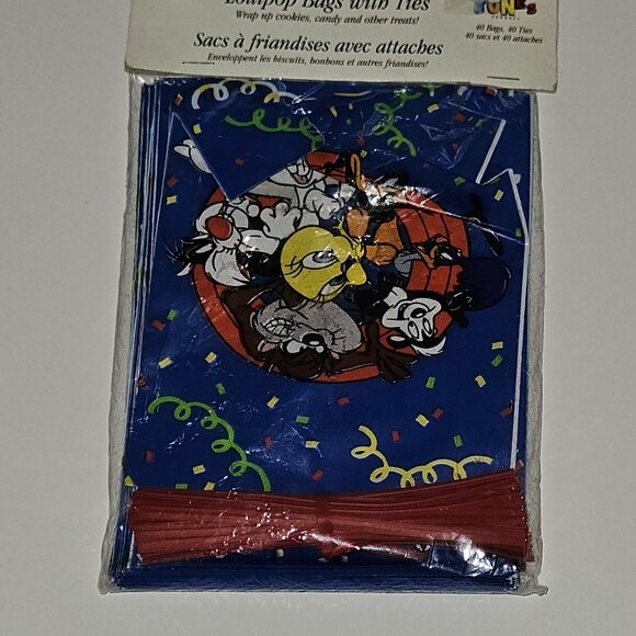 VTG NOS Looney Tunes Party Favor Treat Bags Ties (40 pk) Wilton Bugs Taz Daffy - Picture 3 of 7